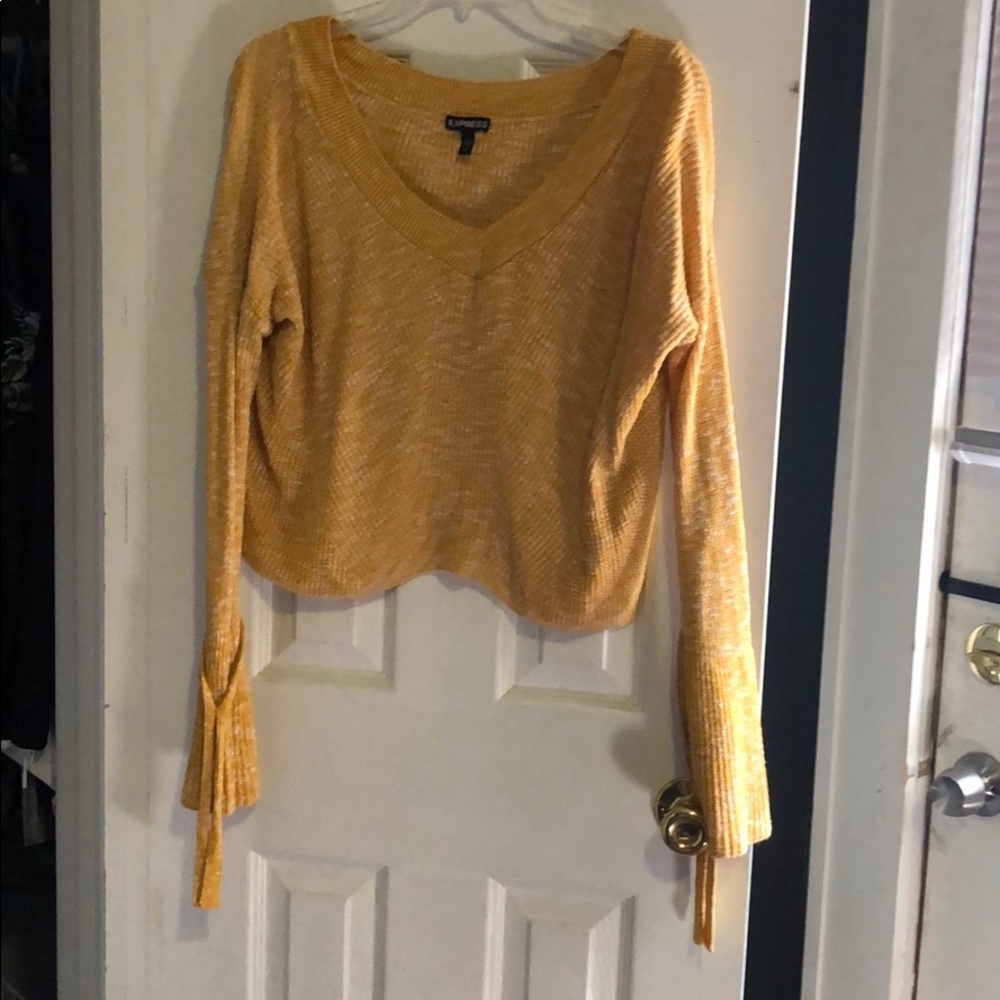 Yellow sweater with bell sleeve